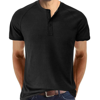 Men’s Henley Shirt – Slim Fit – Soft Knit – Short Sleeve – Ribbed Lightweight Casual