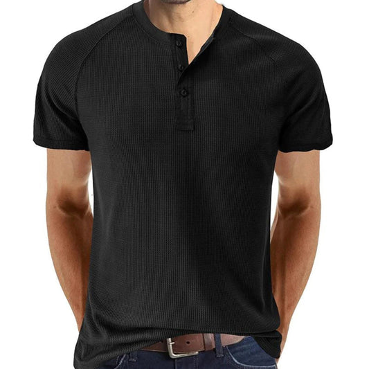 Men’s Henley Shirt – Slim Fit – Soft Knit – Short Sleeve – Ribbed Lightweight Casual