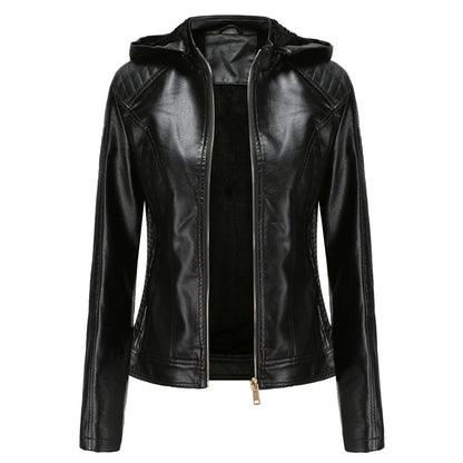 Jacket with detachable hood for women