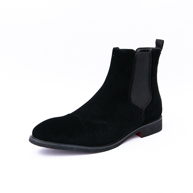 Men’s Leather Boots – Sleek Fit – Ankle Length – Cap Toe – Slip-On Chelsea Style