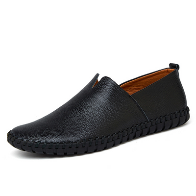 Men’s Leather Loafers – Slip-On – Pebbled Texture – Streamlined Fit – Formal Wear