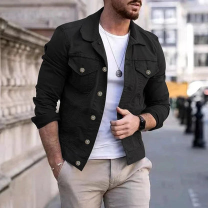 Men’s Casual Jacket – Slim Fit – Breathable Blend – Button-Up – Chest Pockets