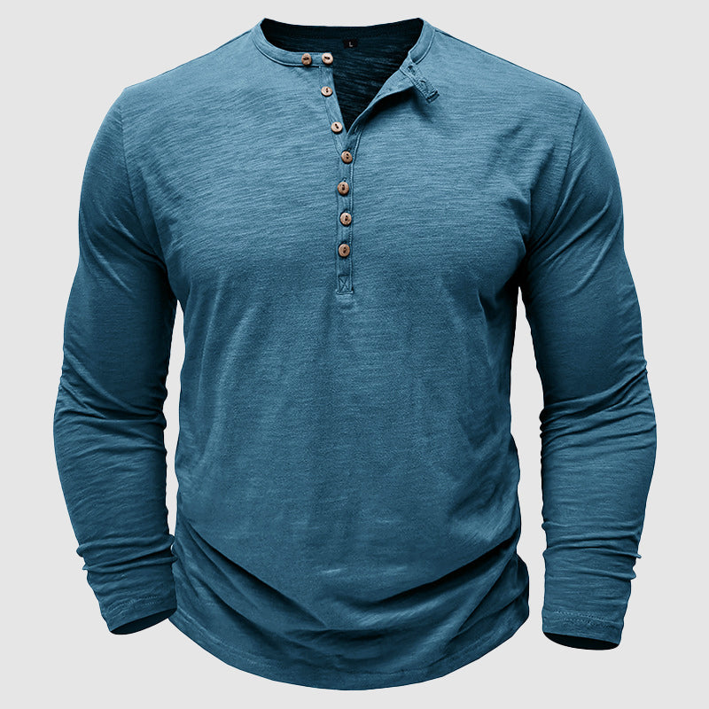 Blair - bamboe katoenen henley shirt met lange mouwen