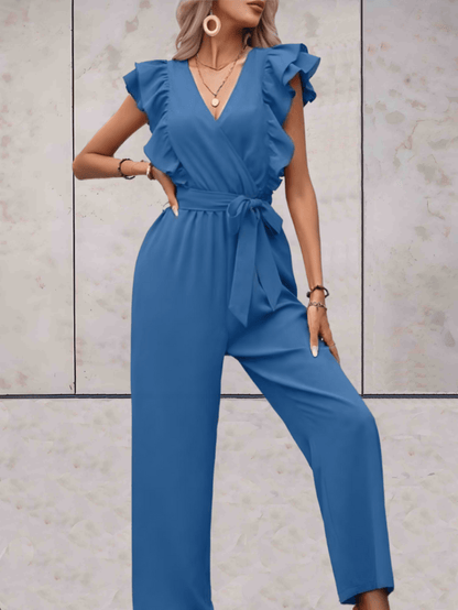 Women's trendy V-neck jumpsuit