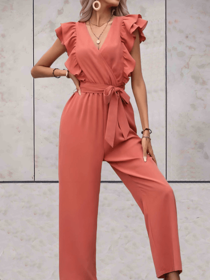 Women's trendy V-neck jumpsuit