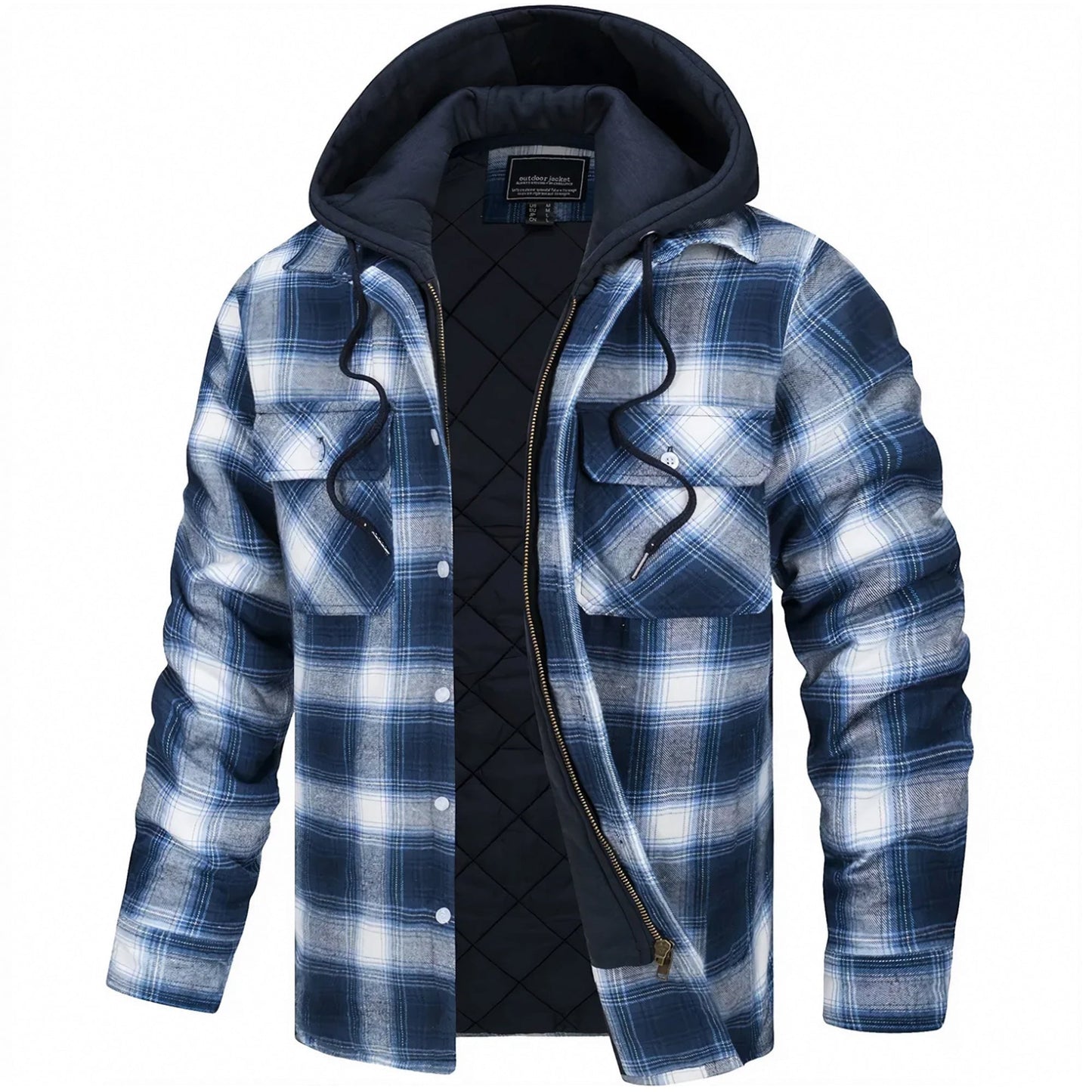 Men's checked long sleeve jacket