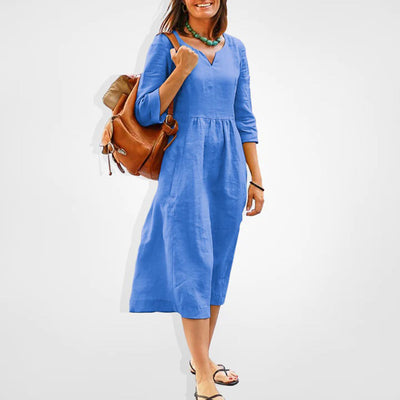 Casual Midi Dress - Soft Pink, Versatile Style