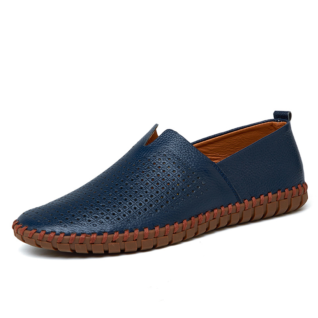 Men’s Leather Loafers – Slip-On – Pebbled Texture – Streamlined Fit – Formal Wear