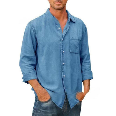 Men’s Casual Shirt – Relaxed Fit – Button-Down Front – Natural Fibers – Chest Pocket