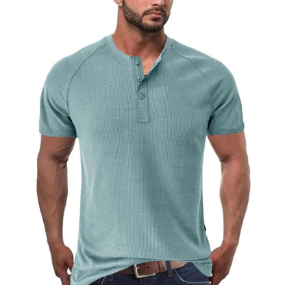 Men’s Henley Shirt – Slim Fit – Soft Knit – Short Sleeve – Ribbed Lightweight Casual