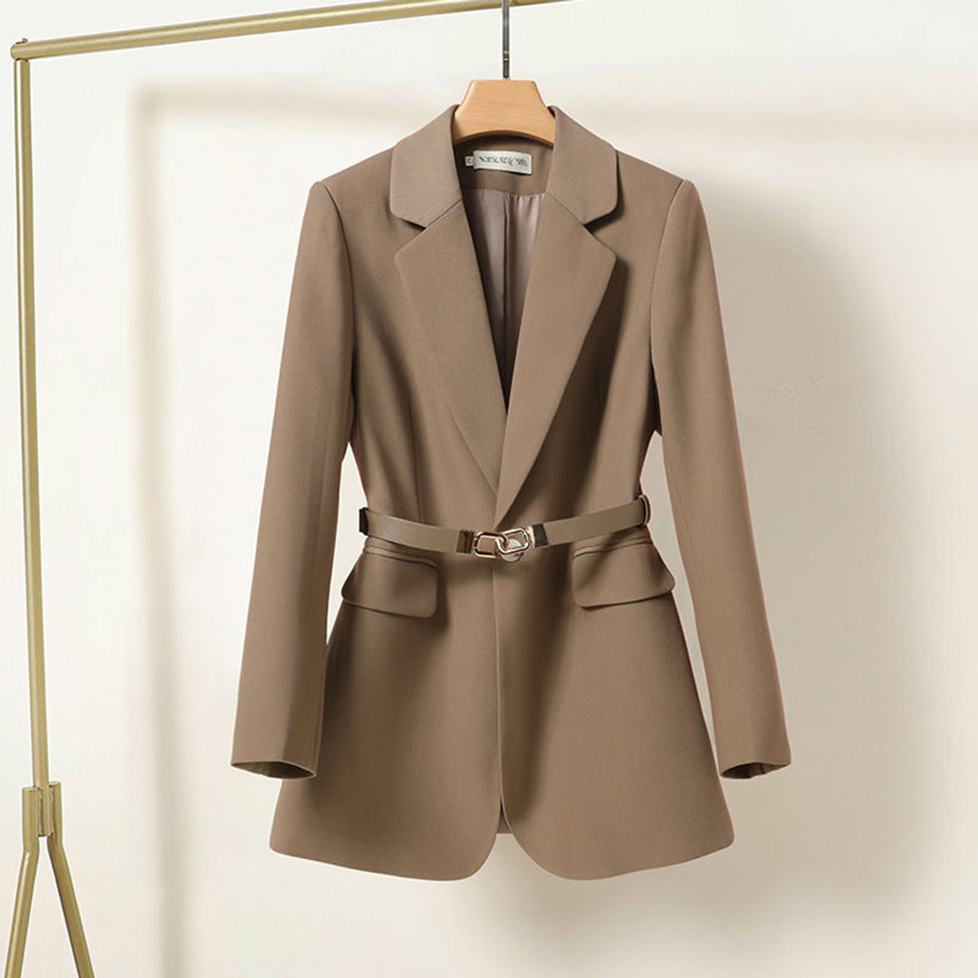 Women’s Blazer – Relaxed Fit – Belted Waist – Single Button