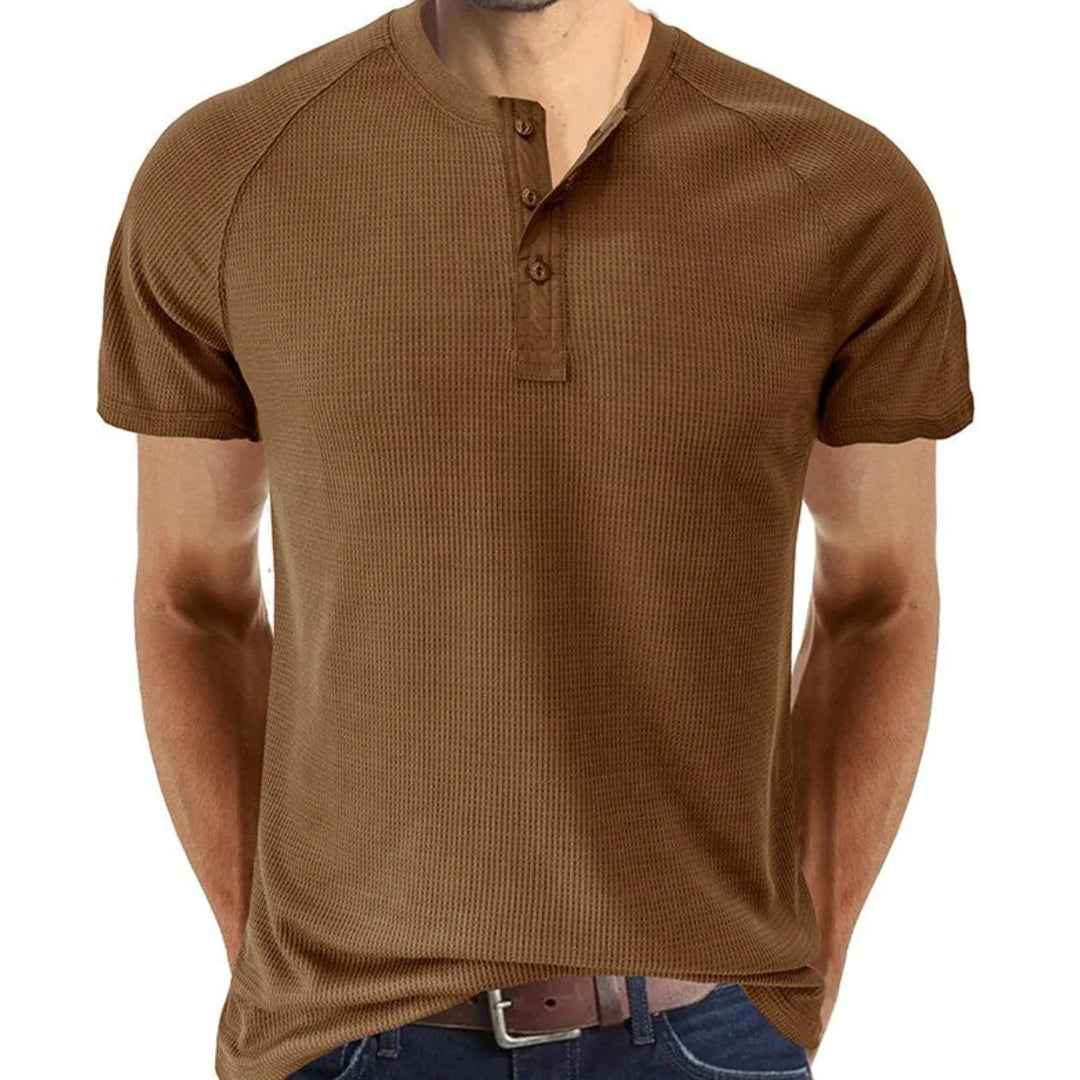 Men’s Henley Shirt – Slim Fit – Soft Knit – Short Sleeve – Ribbed Lightweight Casual