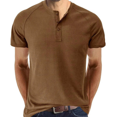 Men’s Henley Shirt – Slim Fit – Soft Knit – Short Sleeve – Ribbed Lightweight Casual