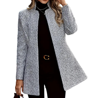 Women's ankle length coat with single row buttons and notch lapels