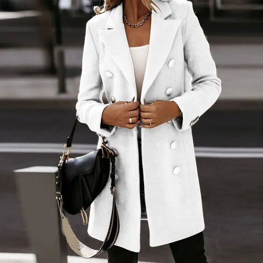 Women’s Blazer – Tailored Fit – Double-Breasted – Luxury Fabric – Mid-Length Structured Cut