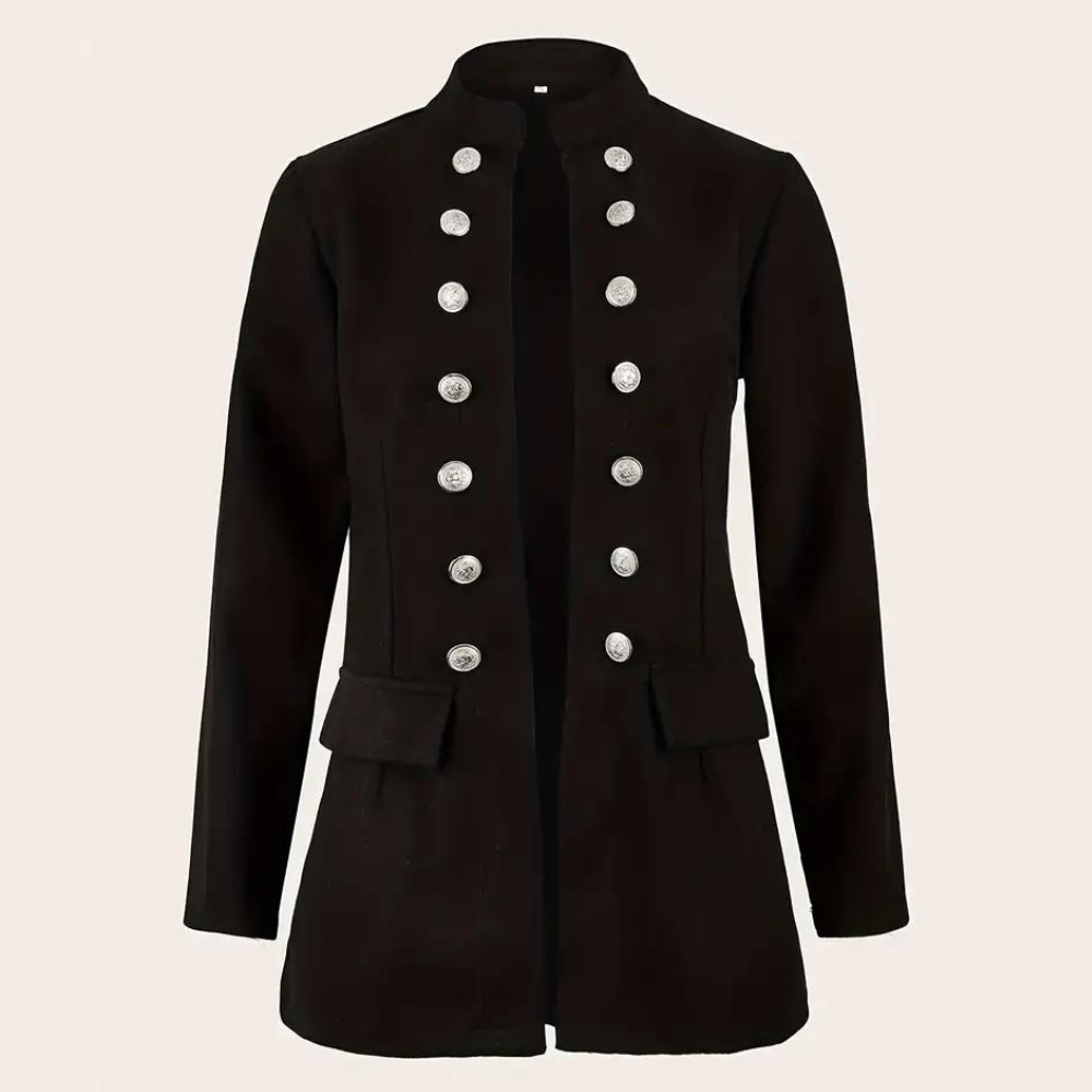 Casual Blazer with Front Buttons in Black - Stylish and Versatile