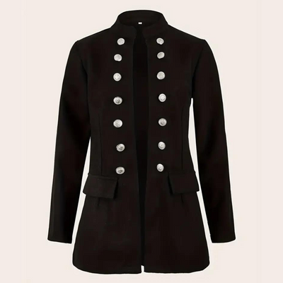 Casual Blazer with Front Buttons in Black - Stylish and Versatile