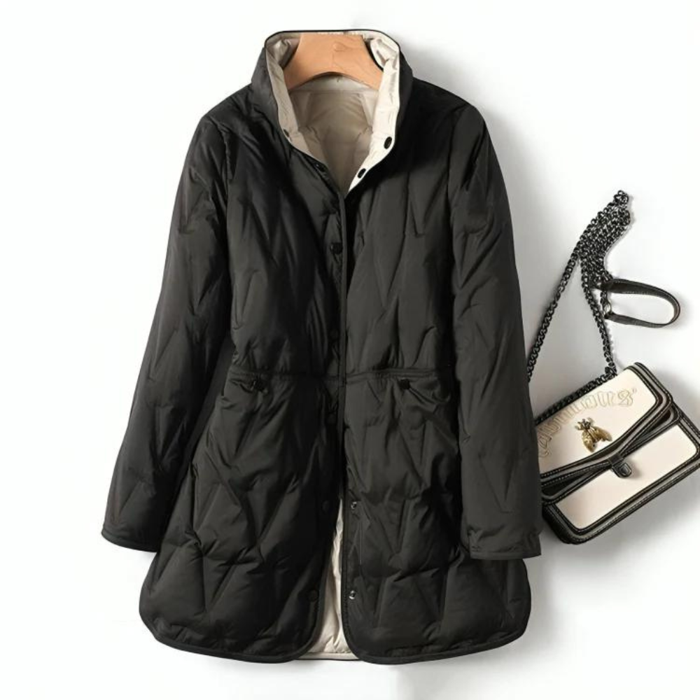 Women's mid-length down winter jacket