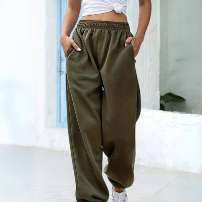 Women's Jogger Sweatpants - Elastic Waist - Relaxed Fit - Soft Cotton Blend - With Pockets