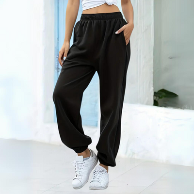 Women's Jogger Sweatpants - Elastic Waist - Relaxed Fit - Soft Cotton Blend - With Pockets