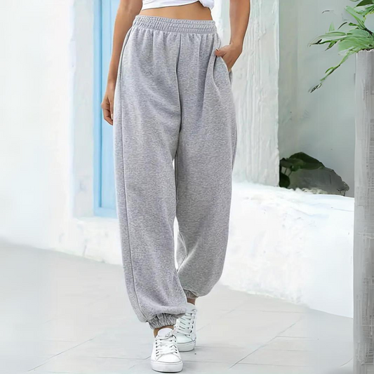 Women's Jogger Sweatpants - Elastic Waist - Relaxed Fit - Soft Cotton Blend - With Pockets