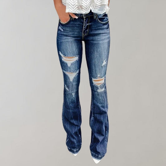 Women's flared ripped pants