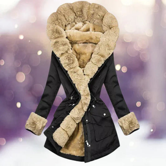 Women's casual fur hooded jacket