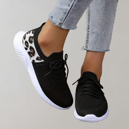 Women's Sneakers - Knitted Mesh - Breathable Lightweight - Lace-Up Casual Wear