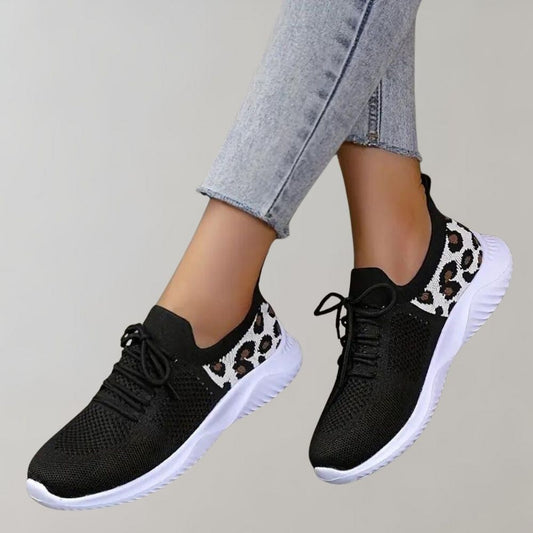 Women's Sneakers - Knitted Mesh - Breathable Lightweight - Lace-Up Casual Wear