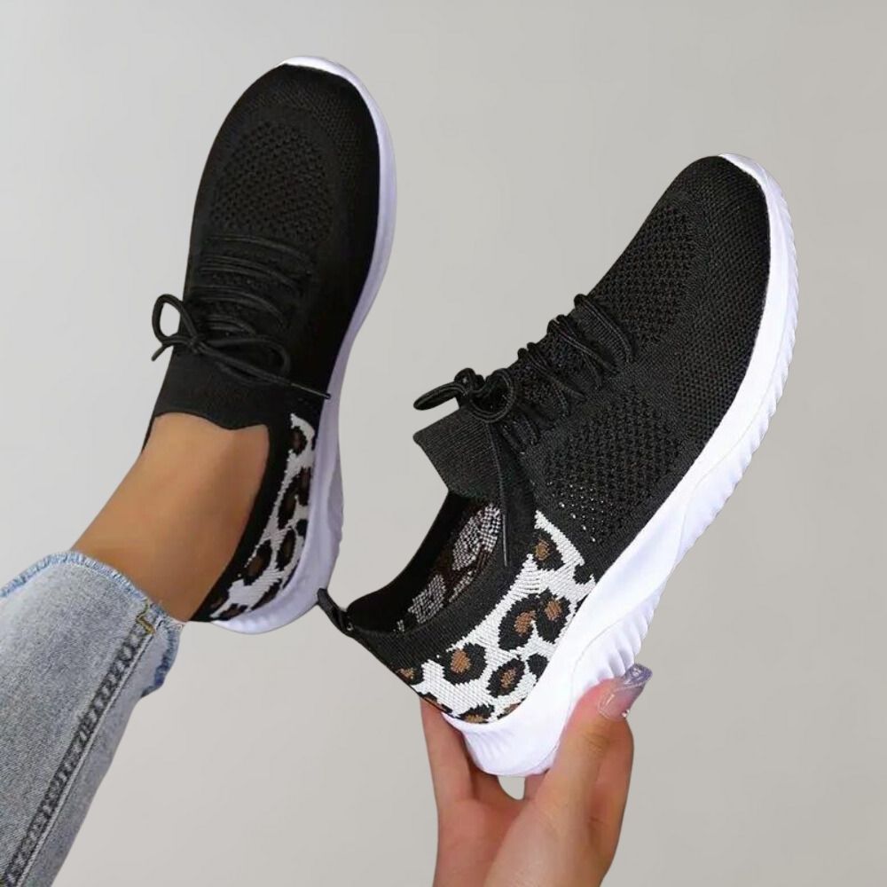 Women's Sneakers - Knitted Mesh - Breathable Lightweight - Lace-Up Casual Wear