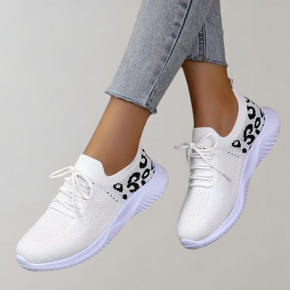 Women's Sneakers - Knitted Mesh - Breathable Lightweight - Lace-Up Casual Wear