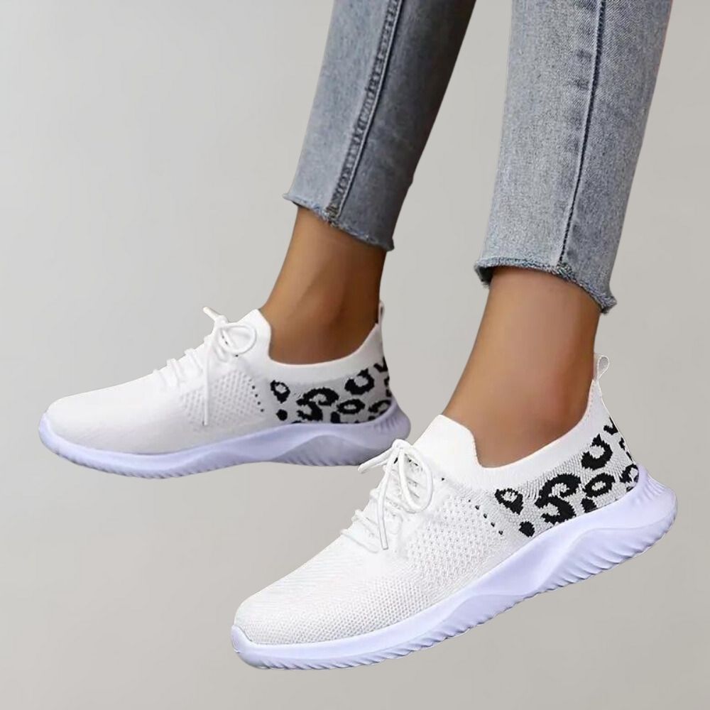 Women's Sneakers - Knitted Mesh - Breathable Lightweight - Lace-Up Casual Wear