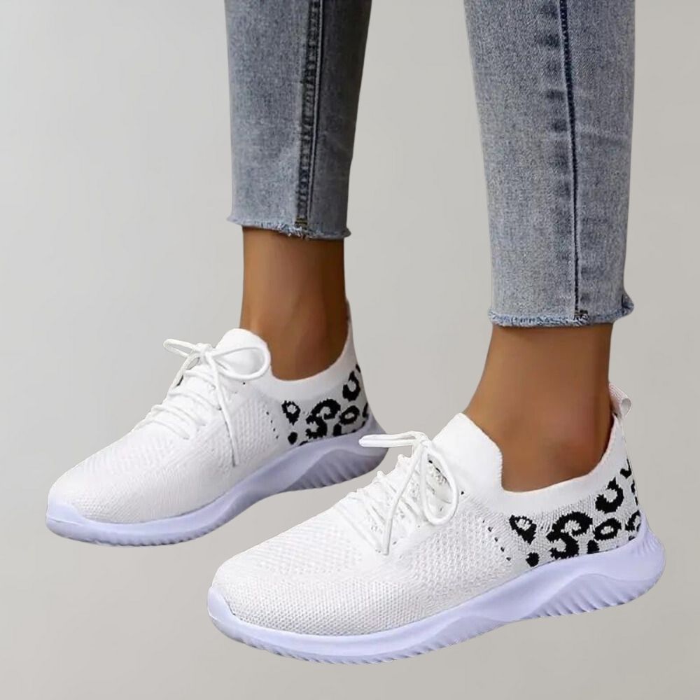 Women's Sneakers - Knitted Mesh - Breathable Lightweight - Lace-Up Casual Wear