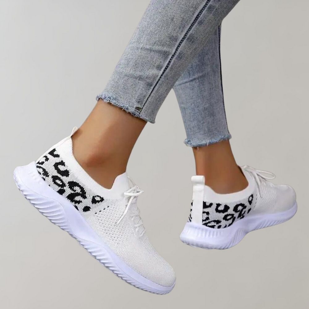 Women's Sneakers - Knitted Mesh - Breathable Lightweight - Lace-Up Casual Wear