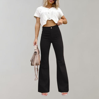 Women's ribbed slim fit flared pants