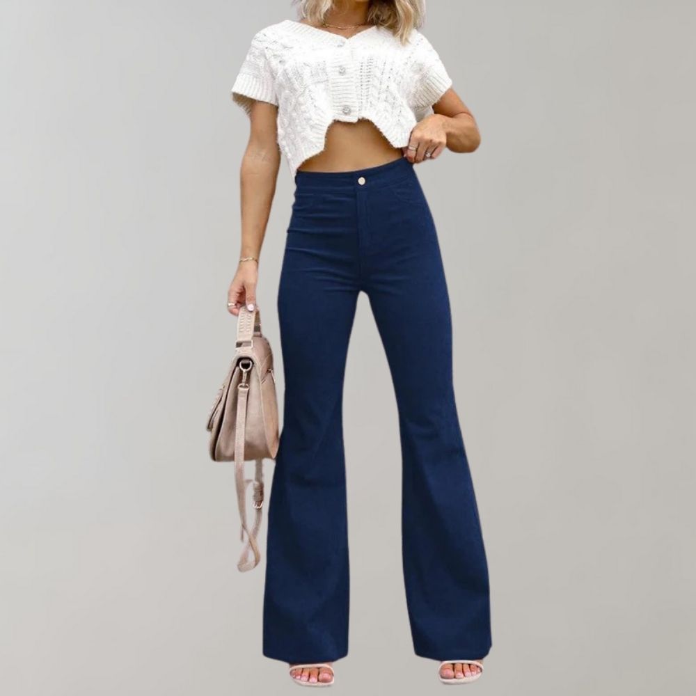 Women's ribbed slim fit flared pants