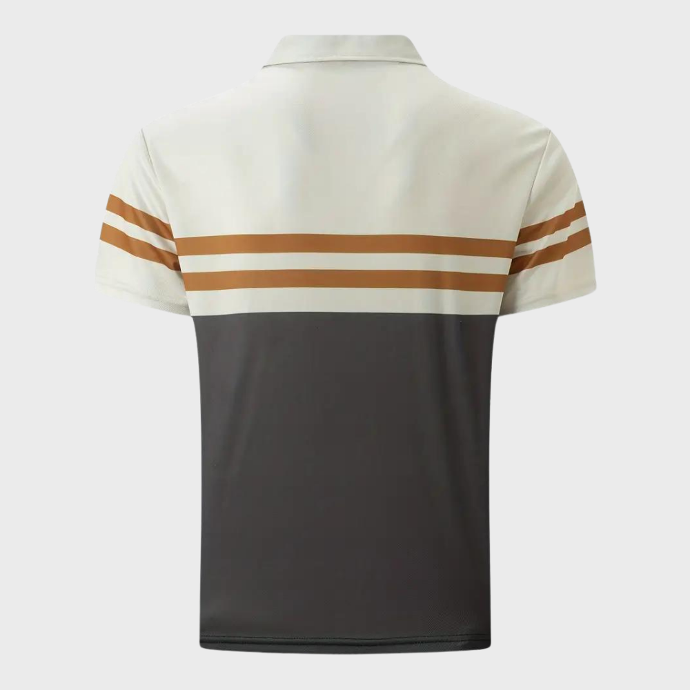 Men’s Polo Shirt – Slim Fit – Short Sleeve – Breathable Blend – Striped Casual Style
