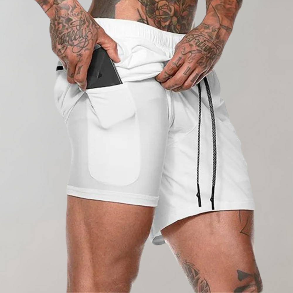 Men’s Fitness Shorts – Slim Fit – 2-in-1 Design – Breathable Stretch – Inner Pocket