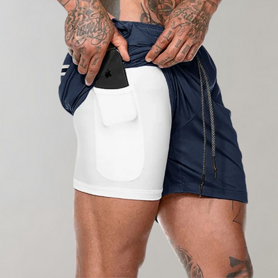Men’s Fitness Shorts – Slim Fit – 2-in-1 Design – Breathable Stretch – Inner Pocket