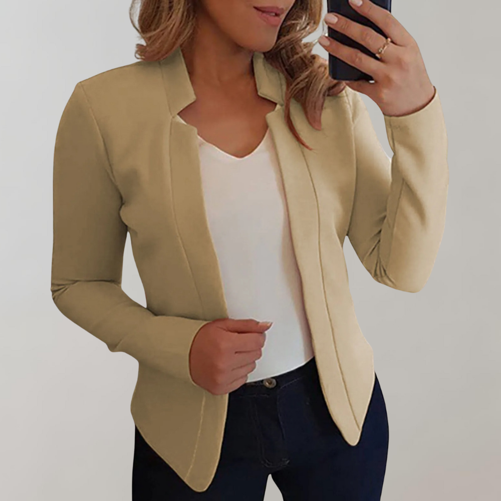 Women's Blazer - Tailored Fit - Open Front - Notched Lapel - Full Sleeve Versatile Wear