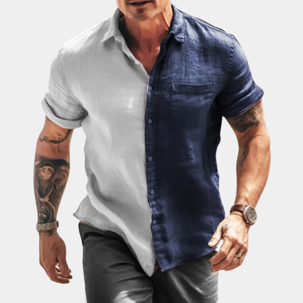 Men’s Casual Shirt – Breathable Blend – Relaxed Fit – Short Sleeve – Button Front