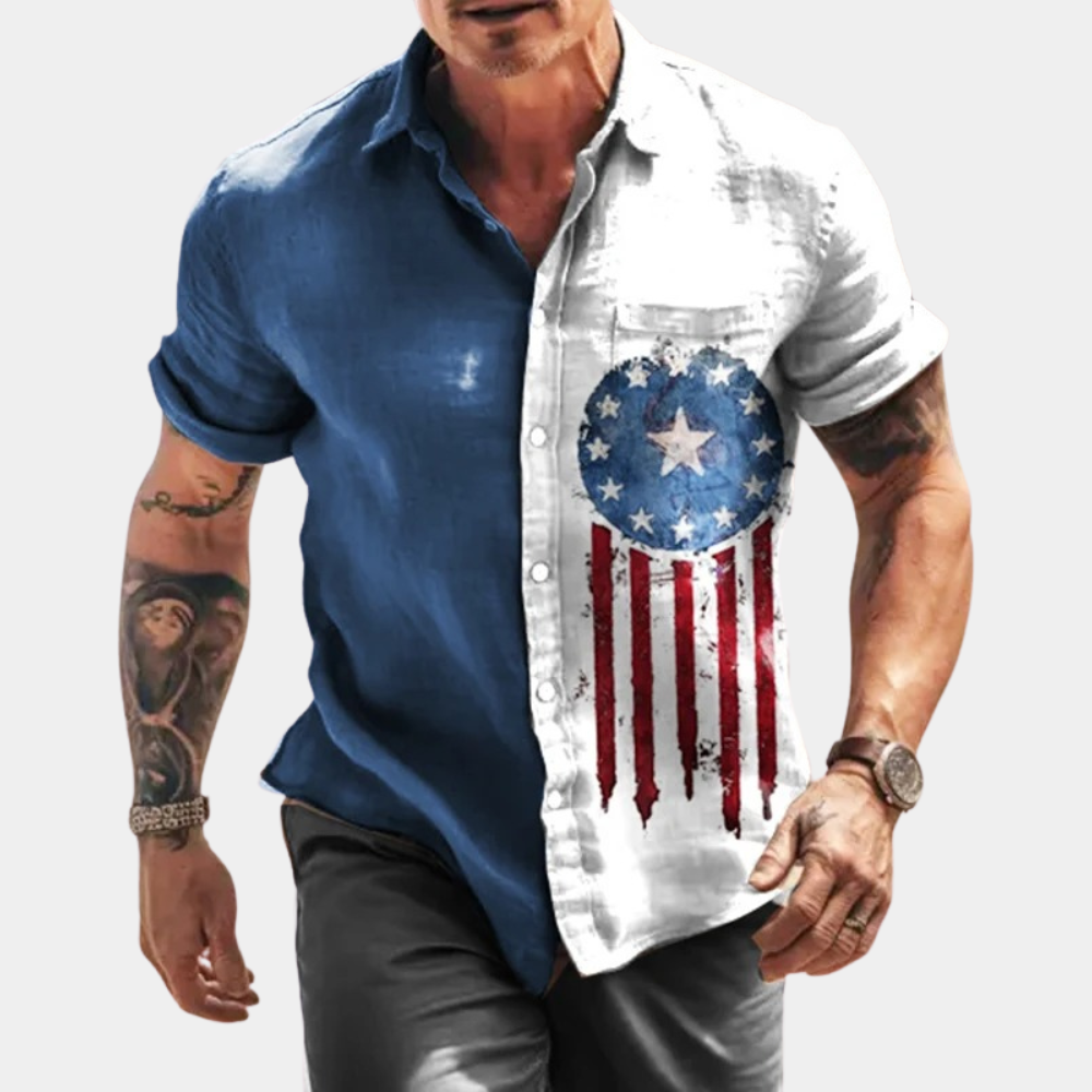 Men’s Casual Shirt – Breathable Blend – Relaxed Fit – Short Sleeve – Button Front