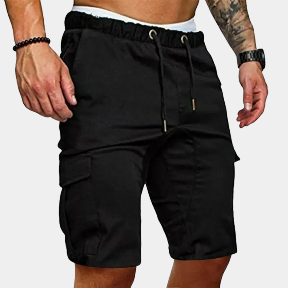 Men’s Cargo Shorts – Relaxed Fit – Breathable Blend – Elastic Waist – Flap Pockets