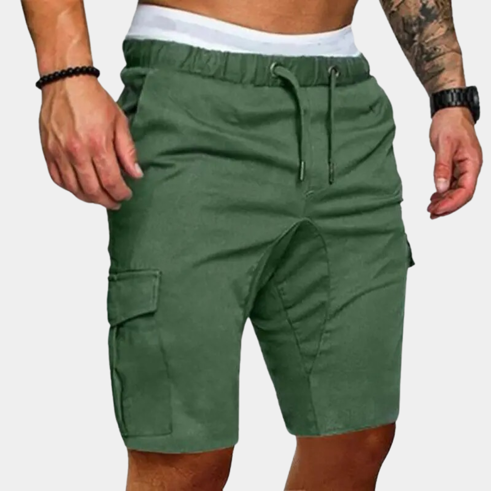 Men’s Cargo Shorts – Relaxed Fit – Breathable Blend – Elastic Waist – Flap Pockets