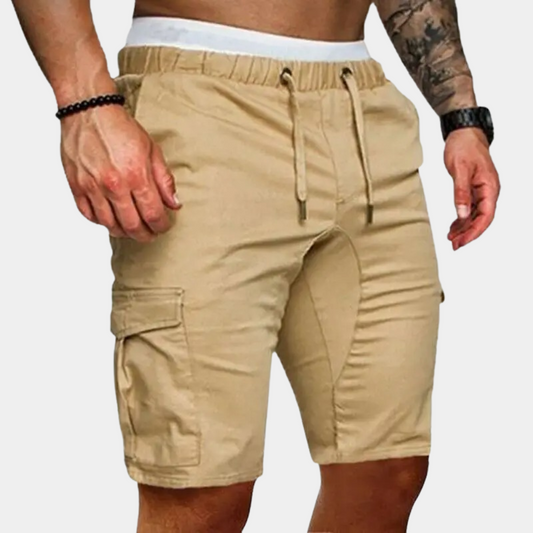 Men’s Cargo Shorts – Relaxed Fit – Breathable Blend – Elastic Waist – Flap Pockets