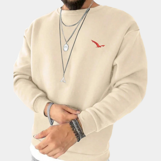 Men’s Sweater – Relaxed Fit – Cotton – Crew Neck – Ribbed Cuffs – Casual Wear
