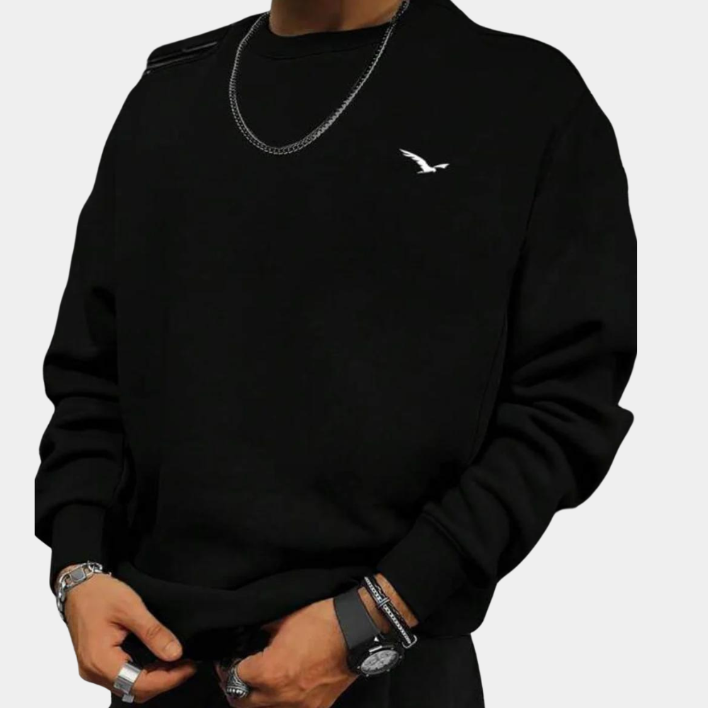 Men’s Sweater – Relaxed Fit – Cotton – Crew Neck – Ribbed Cuffs – Casual Wear