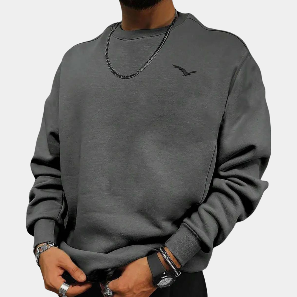 Men’s Sweater – Relaxed Fit – Cotton – Crew Neck – Ribbed Cuffs – Casual Wear