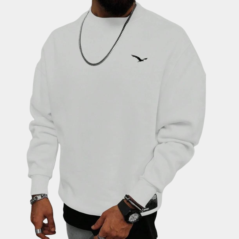 Men’s Sweater – Relaxed Fit – Cotton – Crew Neck – Ribbed Cuffs – Casual Wear