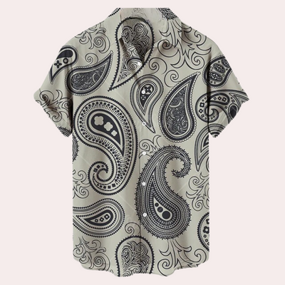 Men’s Short Sleeve Shirt – Relaxed Fit – Breathable Blend – Bold Paisley Print
